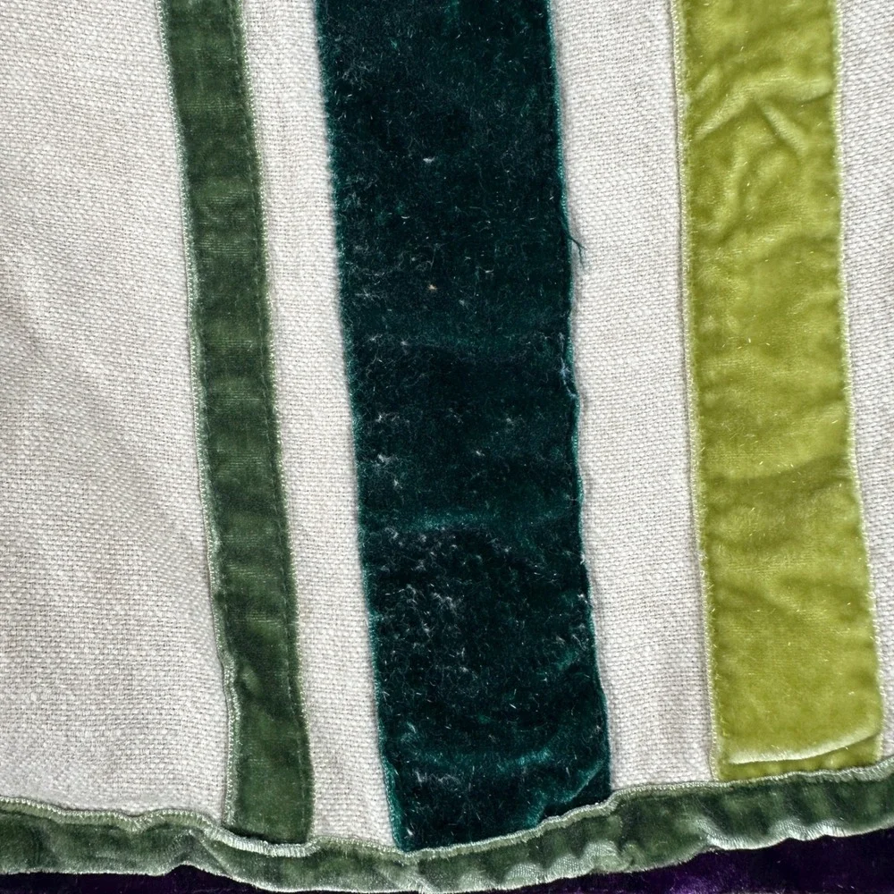 Pottery Barn Teen Rainbow Full Queen Duvet Set Striped Velvet Linen Cotton